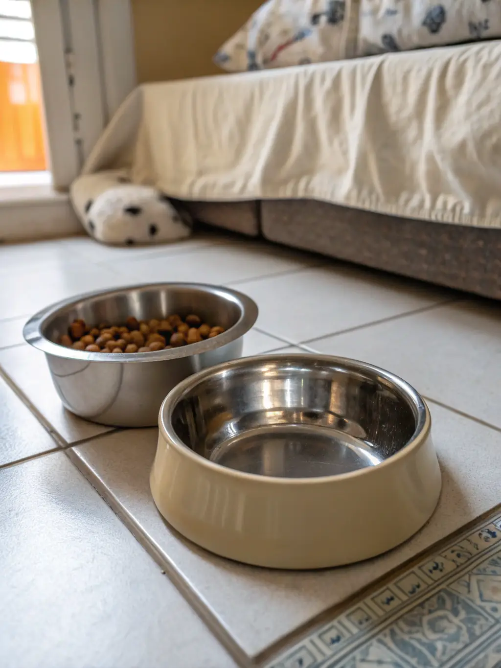 A selection of essential pet accessories, such as food bowls, water bottles, and grooming brushes, neatly arranged to highlight their functionality and convenience.